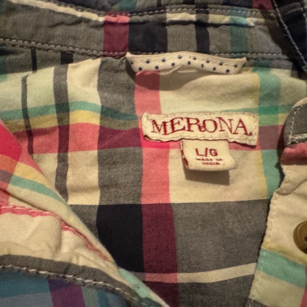 Merona Multicolor Plaid Button Down Shirt - Picture 3 of 5